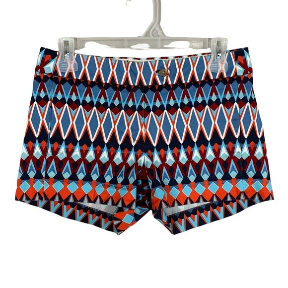 J Crew Factory Stretch Chino Shorts Size 0 Colorful Geometric Pattern #37569 - Picture 1 of 7